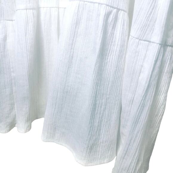 Ann Taylor LOFT NEW Size 8 Crochet Eyelet Tie Top Tiered White Midi Dress - Picture 7 of 10